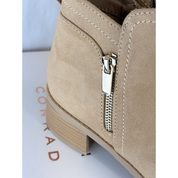 NEW LC LAUREN CONRAD BLOCK HEEL ANKLE BOOTS Women's Size 7.5 TAN FAUX SUEDE - Picture 11 of 15